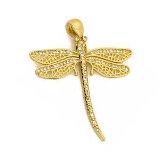 Zawieszka złota ważka z białymi cyrkoniami CI 1926F próba 585