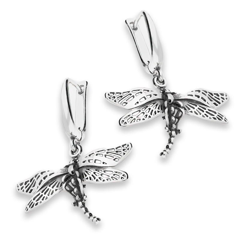 Srebrne kolczyki ważki oksydowane pr. 925 - JubilerSezam.pl