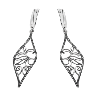 Kolczyki srebrne ażurowa łezka/ang.zap SZ344 próba 925