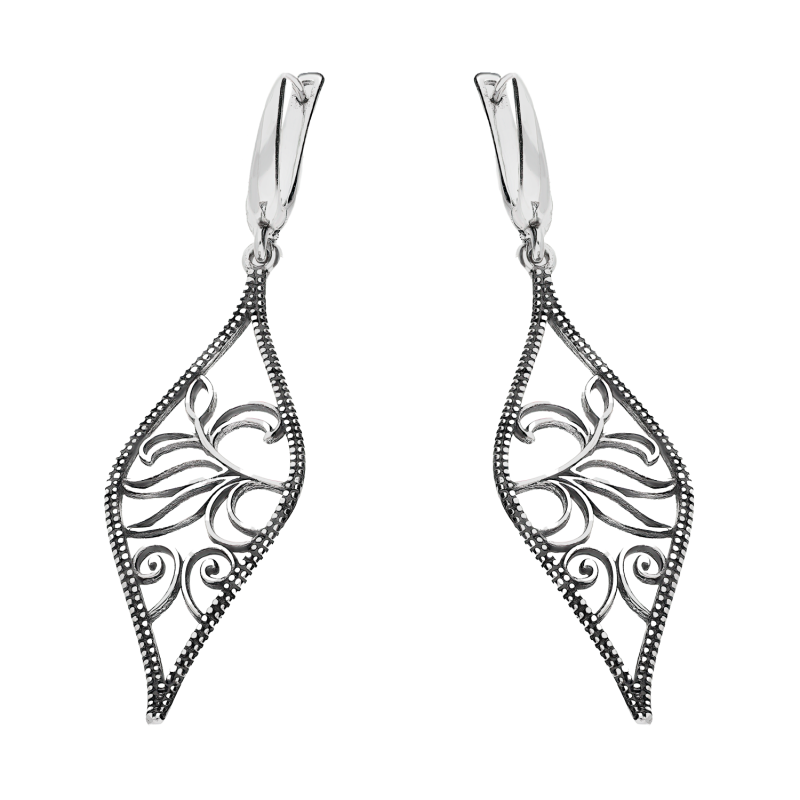 Kolczyki srebrne ażurowa łezka/ang.zap SZ344 próba 925