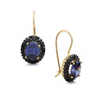 Kolczyki złote z owalnym tanzanitem jubilerskim i cyrkoniami/big.zam. CI 9054D-2528D TNZ próba 585