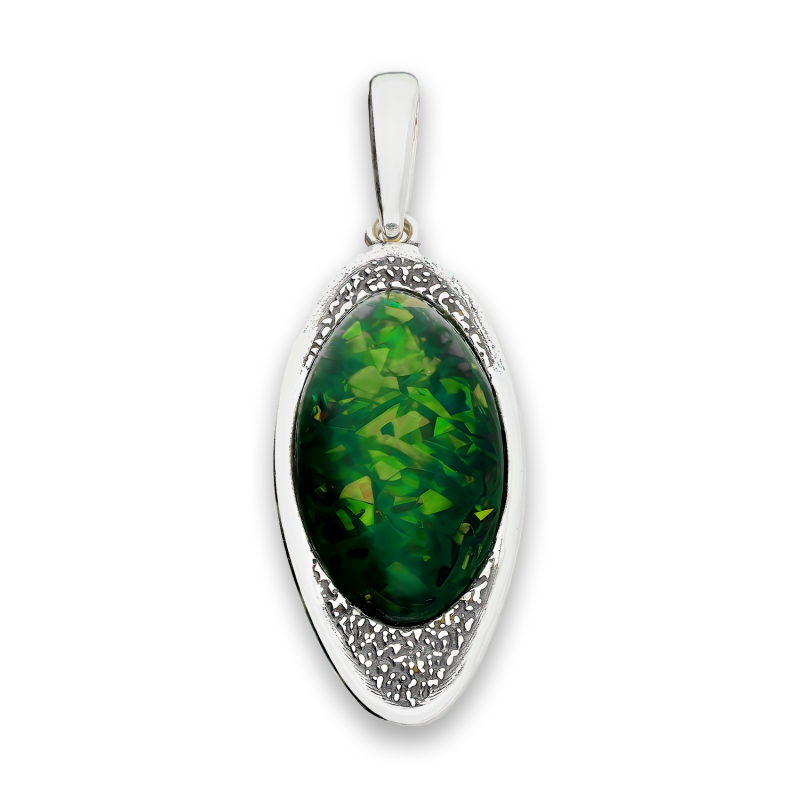 Zawieszka srebrna łezka z szmaragdowym opalem jubilerskim SZ345 opal szmaragdowy próba 925