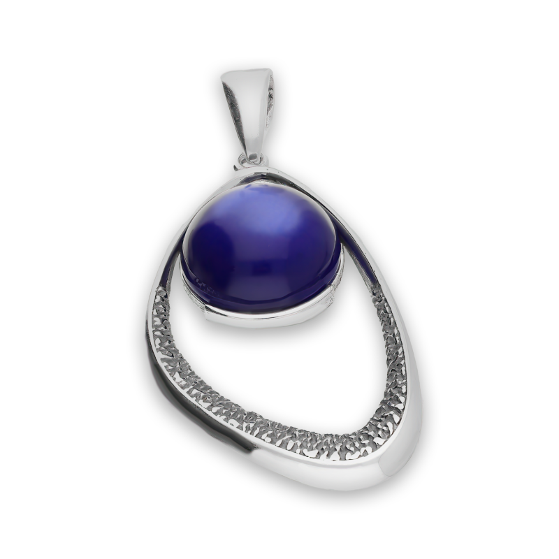 Zawieszka srebrna szafirowy uleksyt jubilerski w obłej kropli SZ346 uleksyt szafirowy próba 925