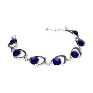 Bransoleta srebrna szafirowe uleksyty jubilerskie w obłej kropli SZ346 uleksyt szafirowy próba 925