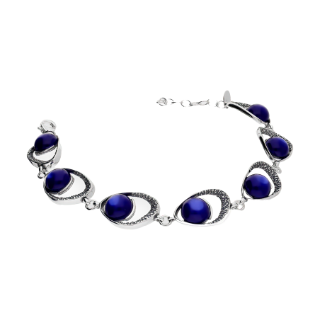 Bransoleta srebrna szafirowe uleksyty jubilerskie w obłej kropli SZ346 uleksyt szafirowy próba 925