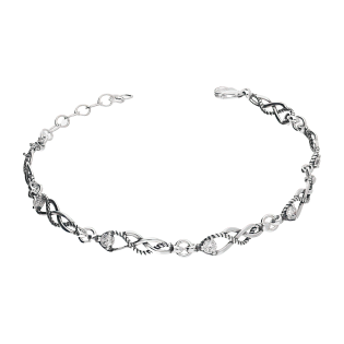 Bransoleta srebrna przeplatane krople z białymi cyrkoniami SZ348 próba 925