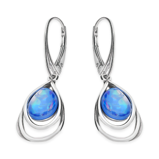 Srebrne kolczyki z niebieskim opalem próby 925 - JubilerSezam.pl