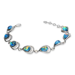 Bransoleta srebrna zielone opale jubilerskie w kroplach SZ349 opal ziel. próba 925