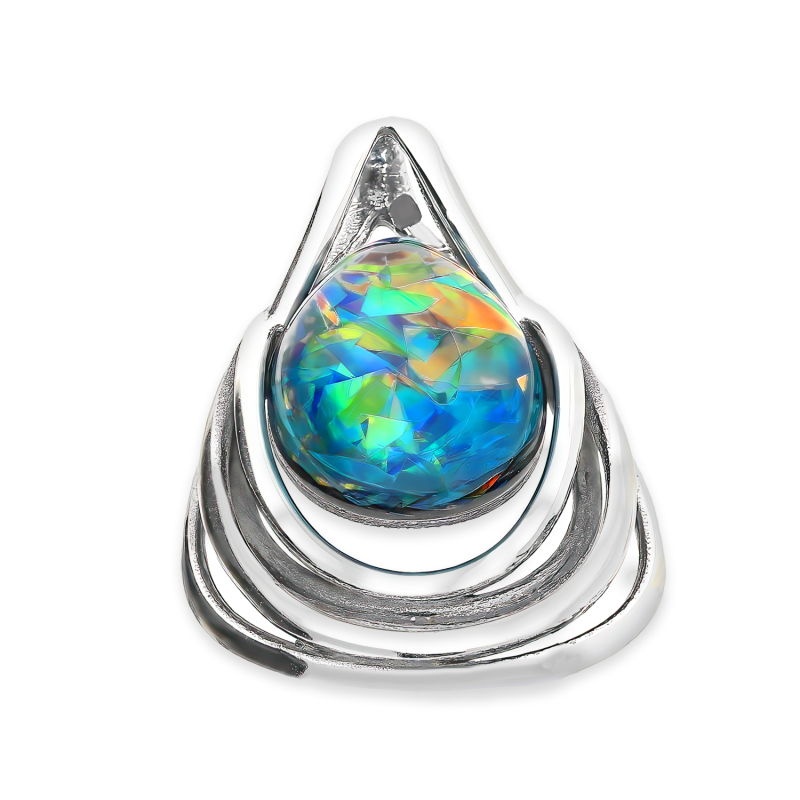 Zawieszka srebrna zielony opal jubilerski w kropli SZ349 opal ziel. próba 925