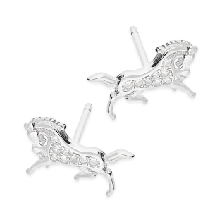 Kolczyki srebrne koń z białymi cyrkoniami/sztyft TB 21402 próba 925