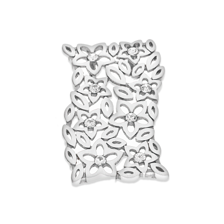 Zawieszka srebrna blaszka z kwiatkami i cyrkoniami TB2761 próba 925