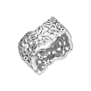 Srebrny Pierścionek z Kwiatkami i Cyrkoniami pr. 925 - JubilerSezam.pl