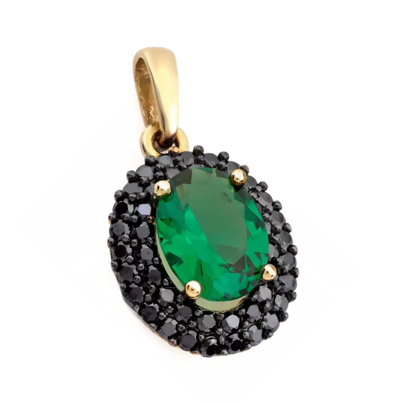 Złota Zawieszka ze Szmaragdem i Cyrkoniami pr. 585 - JubilerSezam.pl