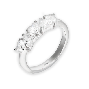 Pierścionek srebrny cyrkonie w kształcie serc AT764 próba 925