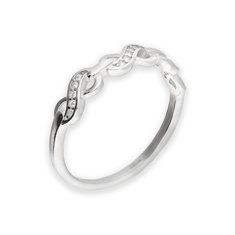 Pierścionek srebrny infinity z cyrkoniami AT781 próba 925