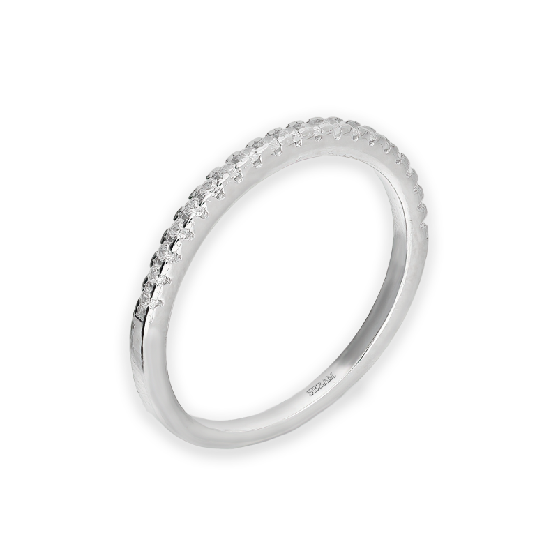 Pierścionek srebrny z rzędem białych cyrkonii AT782 próba 925