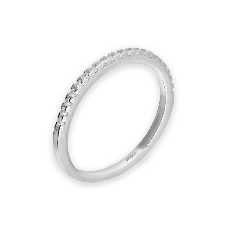 Pierścionek srebrny z rzędem białych cyrkonii AT782 próba 925