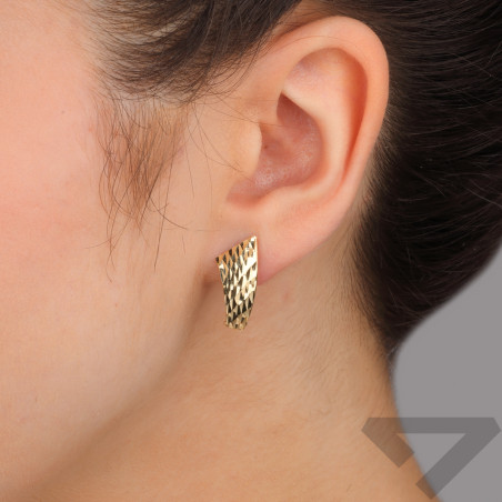 Kolczyki złote grawerowana ścięta blaszka/ang.zap. CI 9665L próba 585