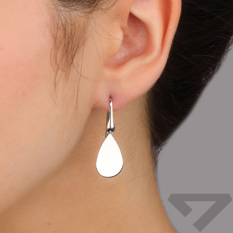 Kolczyki srebrne kropla blaszka/bigiel PW714 ROD próba 925