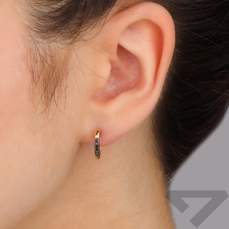 Złote Kolczyki z Czarnymi Diamentami pr. 585 - JubilerSezam.pl