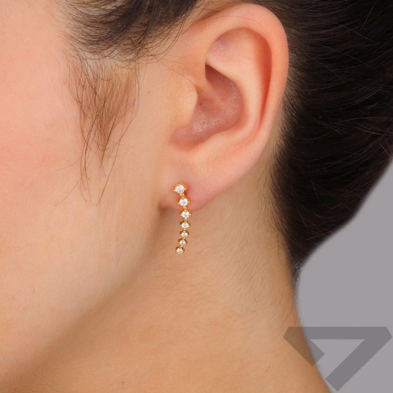 Kolczyki pozłacane na płatek z białymi cyrkoniami PW549-1 GOLD próba 925