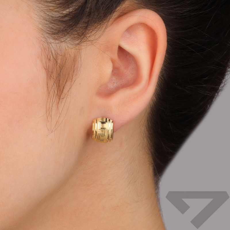 Kolczyki złote blaszka z motywem greki/ang.zap. CI 9444D próba 585