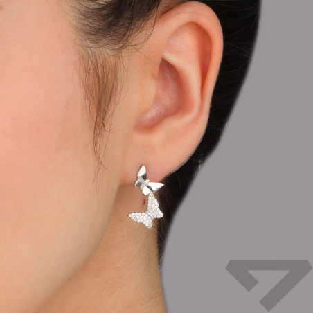 Kolczyki srebrne motyl gładki i motyl z cyrkoniami/sztyft TB 22546 próba 925