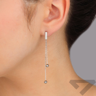 Srebrne kolczyki kulki z cyrkoniami pr. 925 - JubilerSezam.pl