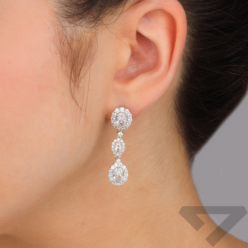 Srebrne kolczyki krople z cyrkoniami pr. 925 - JubilerSezam.pl
