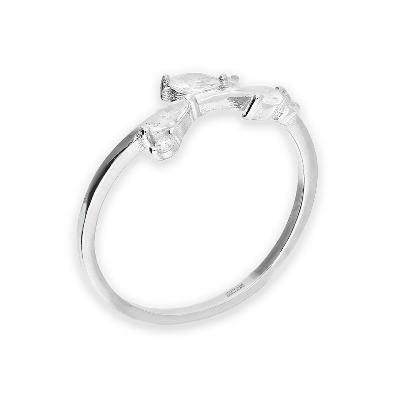 Srebrny Pierścionek Gałązki z Cyrkoniami pr. 925 - JubilerSezam.pl