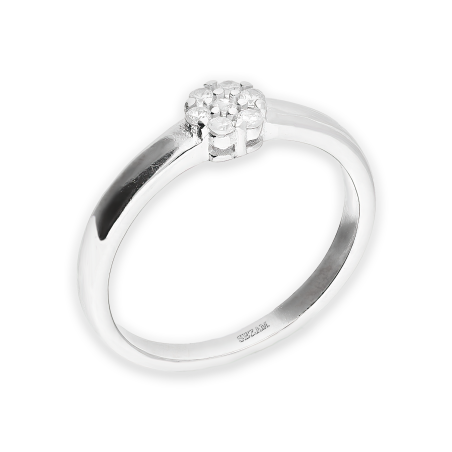 Pierścionek srebrny kwiatek z białymi cyrkoniami AT795 próba 925