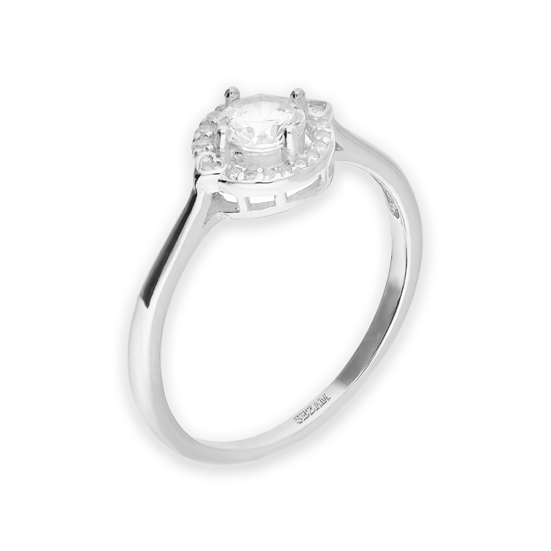 Pierścionek srebrny z białymi cyrkoniami AT797 próba 925