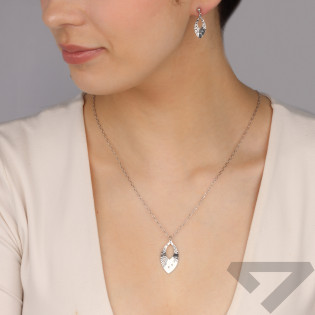 Naszyjnik srebrny łezka z grawerowanymi promieniami/anker PW702 ROD łezka próba 925