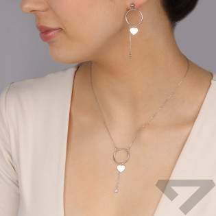 Kolczyki srebrne koło, serce i cyrkonia/sztyft PW768 ROD próba 925