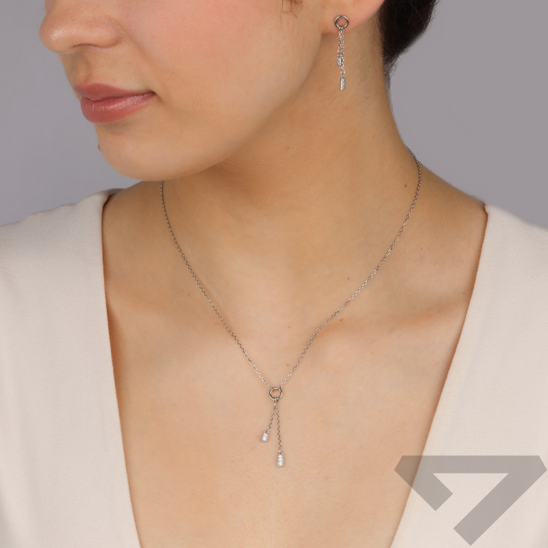 Naszyjnik srebrny krawatówka koło i dwie pałki PW728 ROD próba 925