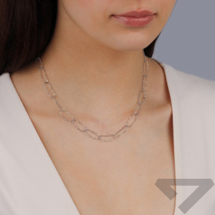 Naszyjnik srebrny owalne łańcuszki bead/reg. PW767 ROD próba 925