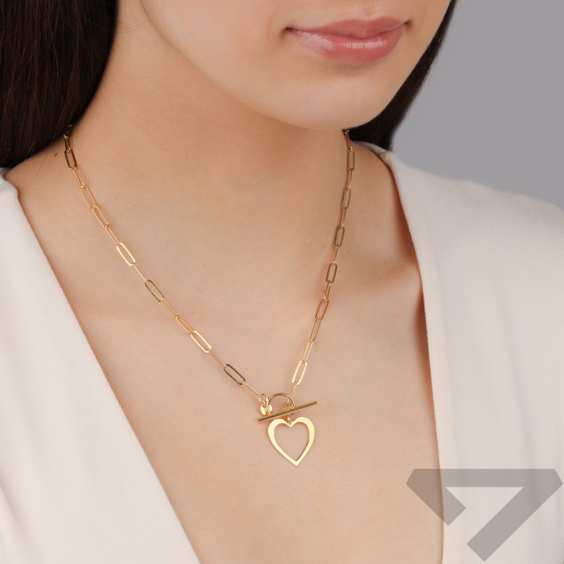 Naszyjnik pozłacany serce ramka/toggle PW777 GOLD próba 925