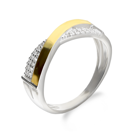 Pierścionek srebrny ze złotą blaszką i cyrkoniami PX G0047_AU375 blaszka gold