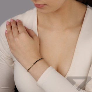 Pozłacana Bransoletka Srebrna Serca i Cyrkonie pr. 925 - JubilerSezam.pl