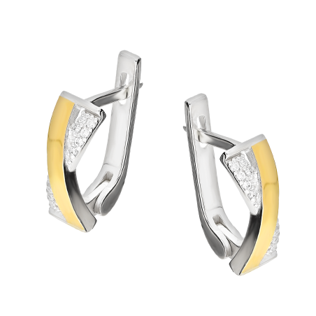 Kolczyki srebrne złota blaszka i cyrkonie/ang.zap. PX G0047_AU375 blaszka gold