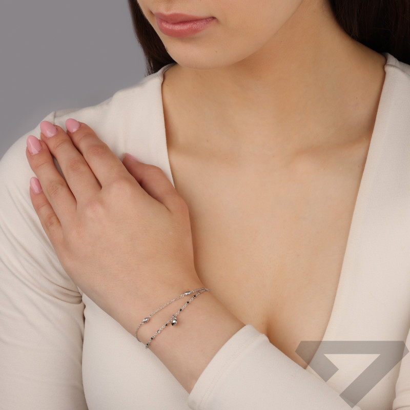 Srebrna Bransoletka Fasolki i Serce pr. 925 - JubilerSezam.pl