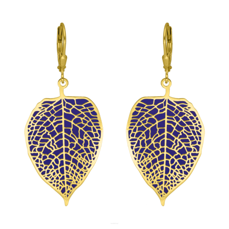 Kolczyki pozłacane ażurowy liść z tytanem/big.zam.  JZ 10288115 próba 925