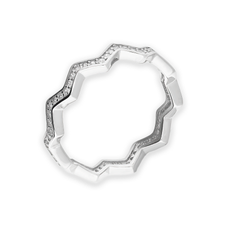 Pierścionek srebrny zygzak z białymi cyrkoniami AT805 próba 925