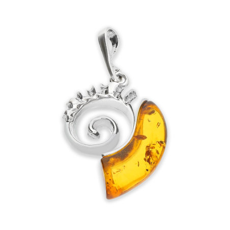 Zawieszka srebrna muszla z bursztynem koniakowym FI M229-koniakowy próba 925
