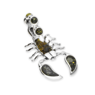 Zawieszka srebrna skorpion z zielonym bursztynem FI SN1258-M-zielony próba 925