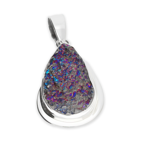 Zawieszka srebrna agat druzji z tytanem Brazylia GX-agd-47 próba 925