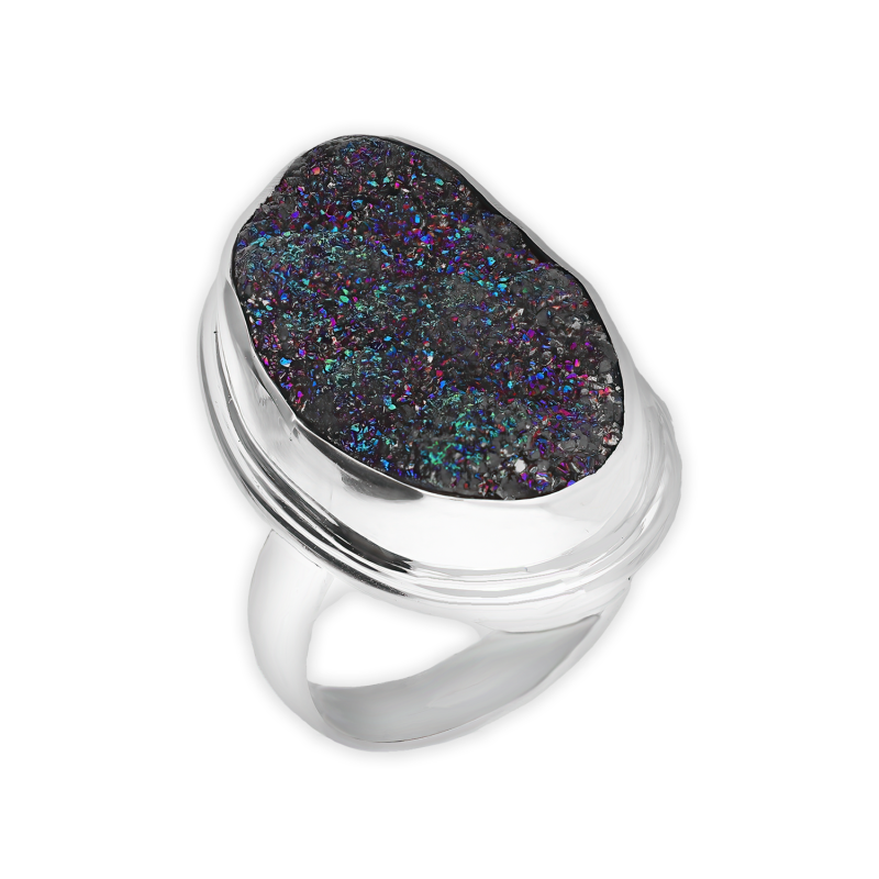 Pierścionek agat druzji z tytanem Brazylia GX-agd-51 próba 925