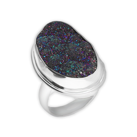 Pierścionek agat druzji z tytanem Brazylia GX-agd-51 próba 925