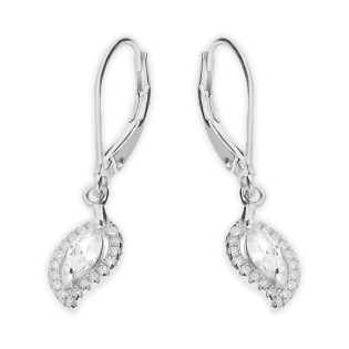 Kolczyki srebrne markiza łezka z białymi cyrkoniami/big.zam. HS1888 próba 925