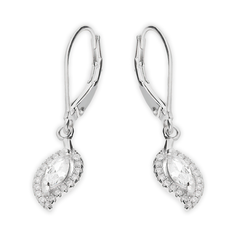 Kolczyki srebrne markiza łezka z białymi cyrkoniami/big.zam. HS1888 próba 925